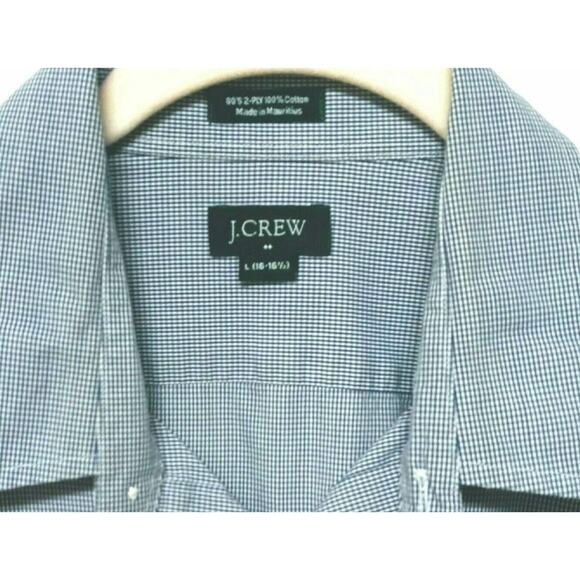 J Crew Mens Blue Checkered Button Up Shirt Large 16-16.5 Long Sleeve Cotton - Picture 6 of 9